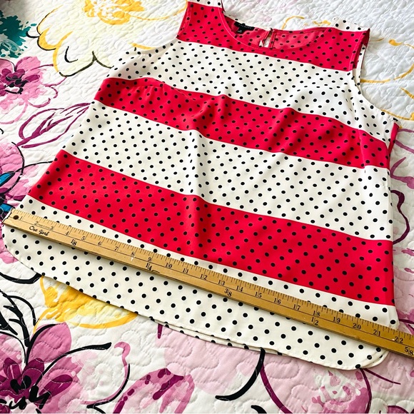 Talbots Cranberry and Cream Polka Dot Shell Size 10 EUC - Picture 7 of 10